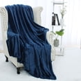 thumbnail image 3 of Unique Bargains Flannel Fleece Plush Throw Bed Soft Blanket Navy Blue 51" x 59", 3 of 6