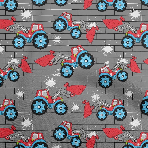 oneOone Cotton Flex Gray2 Fabric Tractor Quilting Supplies Print Sewing Fabric By The Yard 40 Inch Wide