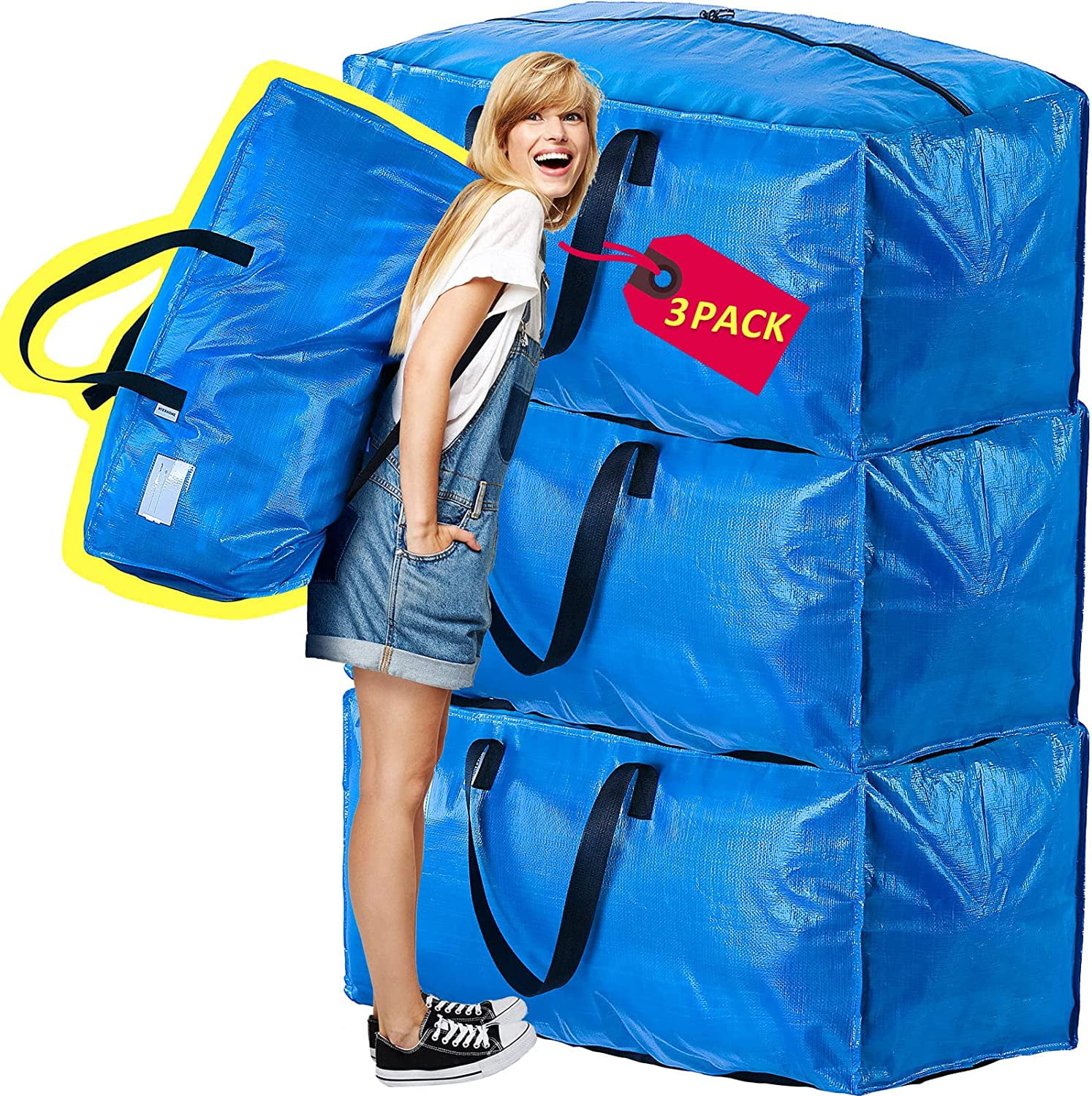 Large Capacity Heavy Duty Moving Bags (4-Pack, Gray & Blue) – SINGULAR  BASICS