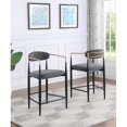 thumbnail image 3 of Amor Low Back Gray Linen Fabric Wood Counter Height Stools (Set of 2), 3 of 4