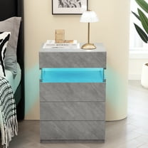 Cubehom LED Night Stand with 4 Drawers Height 27 inches Modern Bedside Tables for Adults Bedroom Grey Nightstands