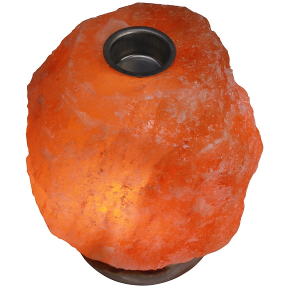 Himalayan Rock Salt Natural Oil Heating Lamp, 7" Tall - Oil Diffuser, Orange Hue