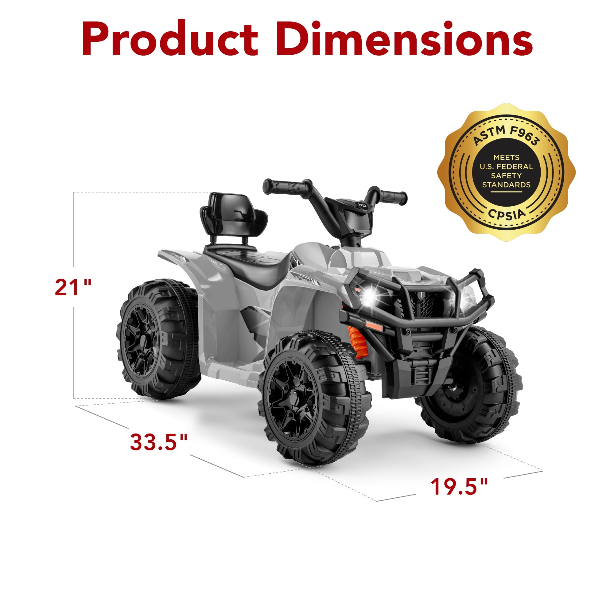 Best Choice Products 12V Kids Ride-On ATV Quad w/ Bluetooth, 2.4mph Max, Treaded Tires, LED Lights, Radio - Gray