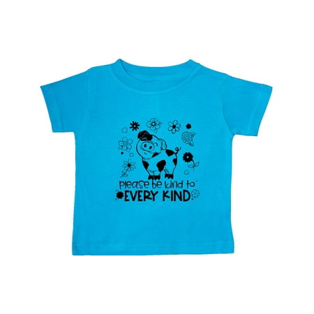

Inktastic Please Be Kind to Every Kind Cute Pig and Flowers Gift Baby Boy or Baby Girl T-Shirt