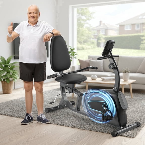 GASKY Exercise Bike 8 Resistance Levels Recumbent Exercise Bikes Seat Adjustment Exercise Equipment for Home Fitness Use