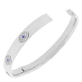 thumbnail image 2 of Stainless Steel White Blue CZ Evil Eye Protection Bangle Bracelet, 7.5", 2 of 3