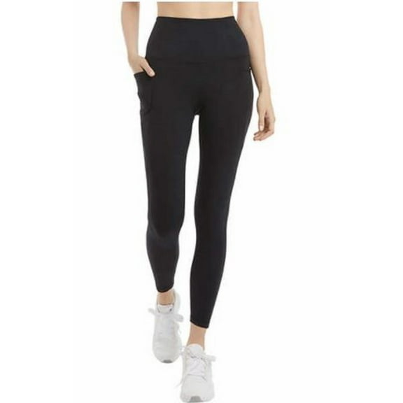 Danskin Women's Ultra High Legging Tight with Pockets Size: M, Color: Black Salt