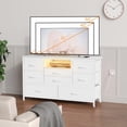 thumbnail image 2 of Yeshouse mueble TV 47,4" para hasta 50", 8 cajones de tela, luz LED RGB, toma de corriente y almacenamiento para sala, pasillo o entrada, 2 of 7