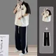 thumbnail image 3 of Conjunto de pantalones lisos para hombre, conjunto de camiseta blanca para entrenamiento, pantalones de dos piezas a la moda, pantalones casuales elásticos 5xl, camiseta básica elegante Kpop, 3 of 5