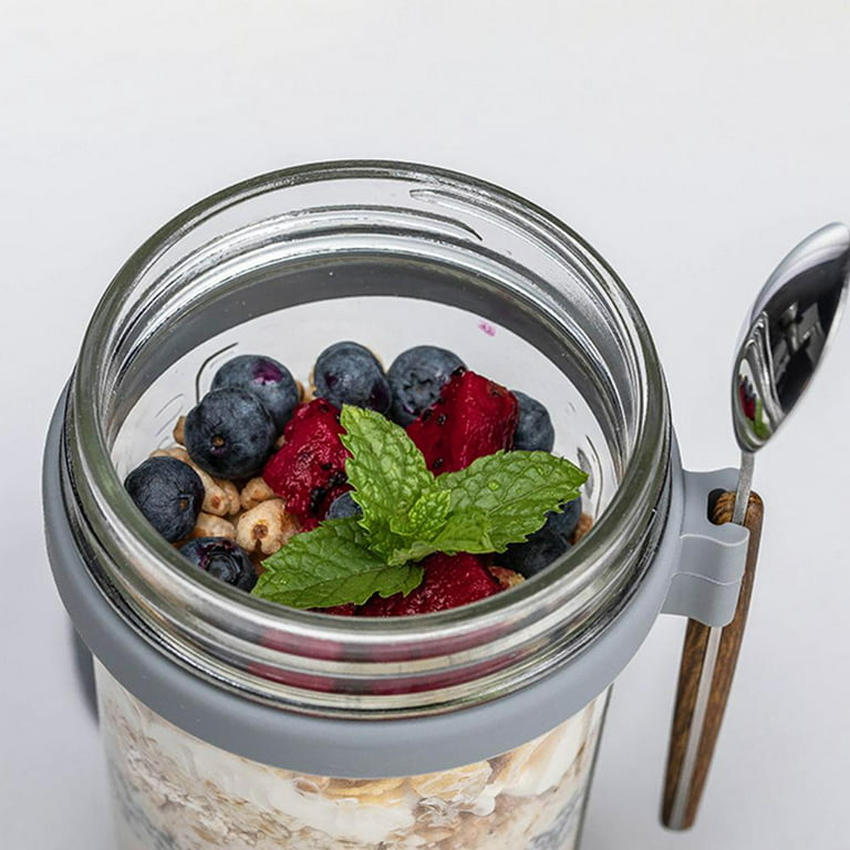 Overnight Oats Jars with Spoon and Lid 10 oz Airtight Oatmeal