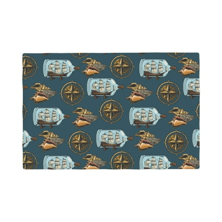 

Placemats Set of 4 Miniature Ship In Bottle Heat Resistant Non - Slip Place mats Waterproof table mat for Kitchen Dining-4片装