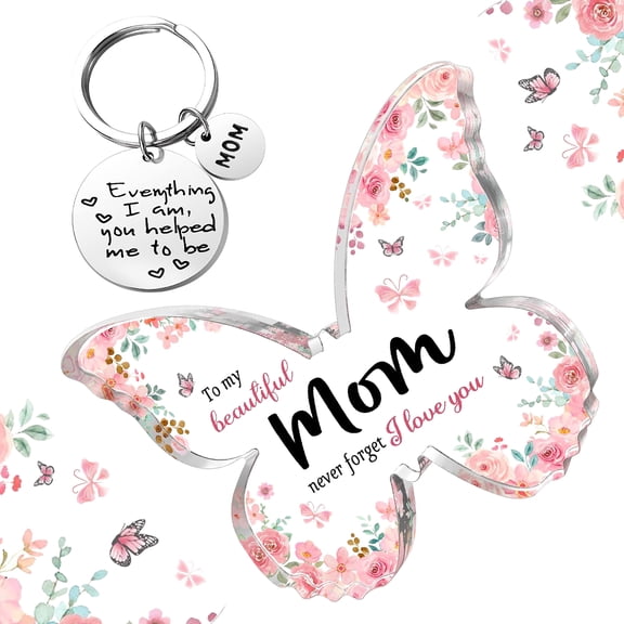 Gifts for Mom Mothers Day Gift from Daughter Son Butterfly-Shaped Acrylic Plaque Keepsake Valentines Day Christmas Birthday Present for Mom Design1