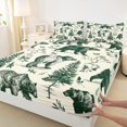 thumbnail image 3 of Manfei Safari Animal Bear Bed Sheets,Rustic Plant Pine King Sheets,Green Beige Sheet Set For Adults,Ultra Soft Home Decor,4 Pieces, 3 of 7