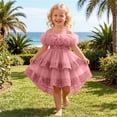 thumbnail image 2 of CHEEREAM Girls Tulle Dress Elegant High Low Sequins Mesh Layered Puffy Birthday Party Dresses Kids Ruffle Pleated Cute Sleeveless Gown, 2 of 8