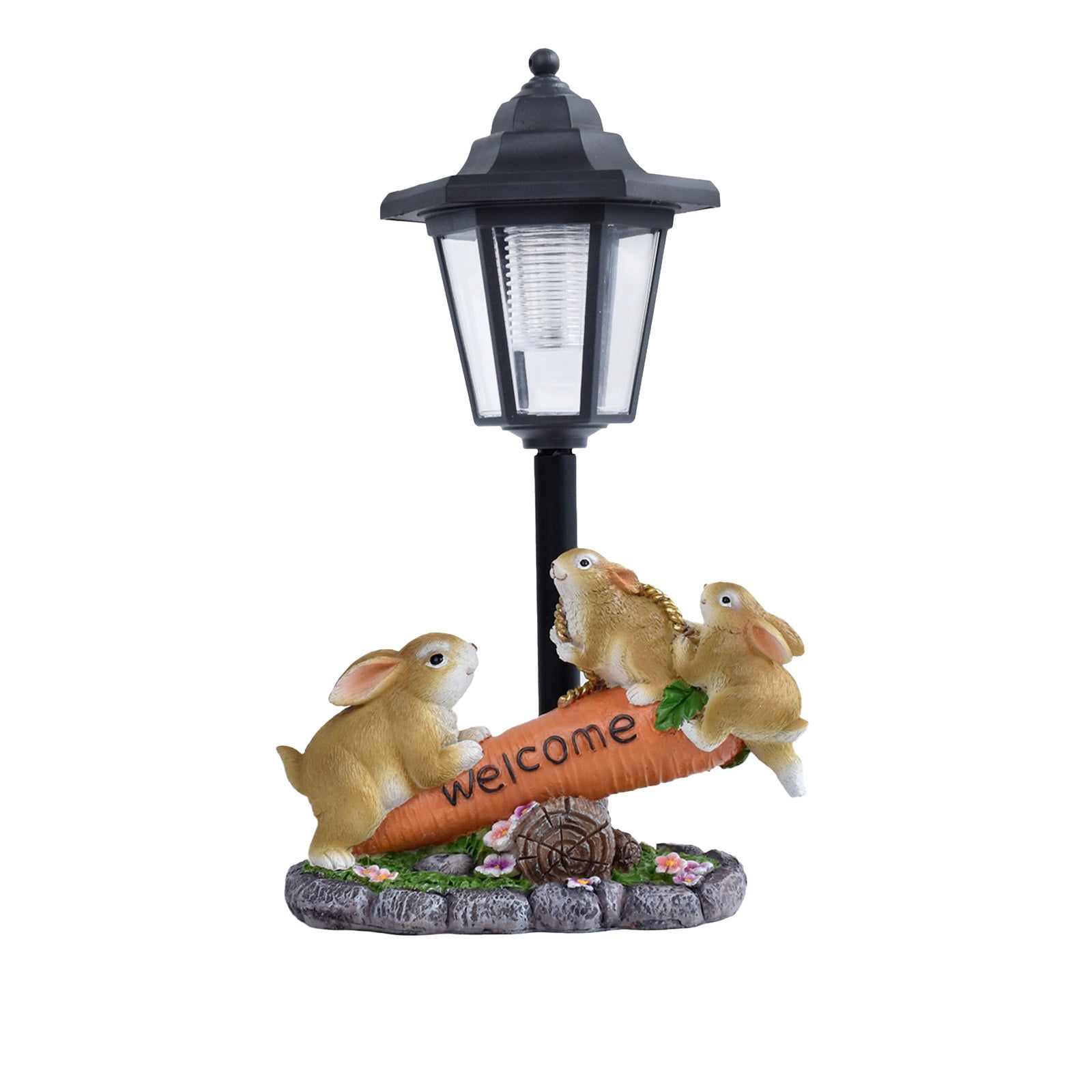 Outdoor Rabbit Garden Statues with Solar Lantern Flowerpot- Bunny Figurine Rabbit Decor for Home Lawn,Balcony Yard Art Garden Patio Decor,Unique Housewarming Birthday Gifts for Women Mom
