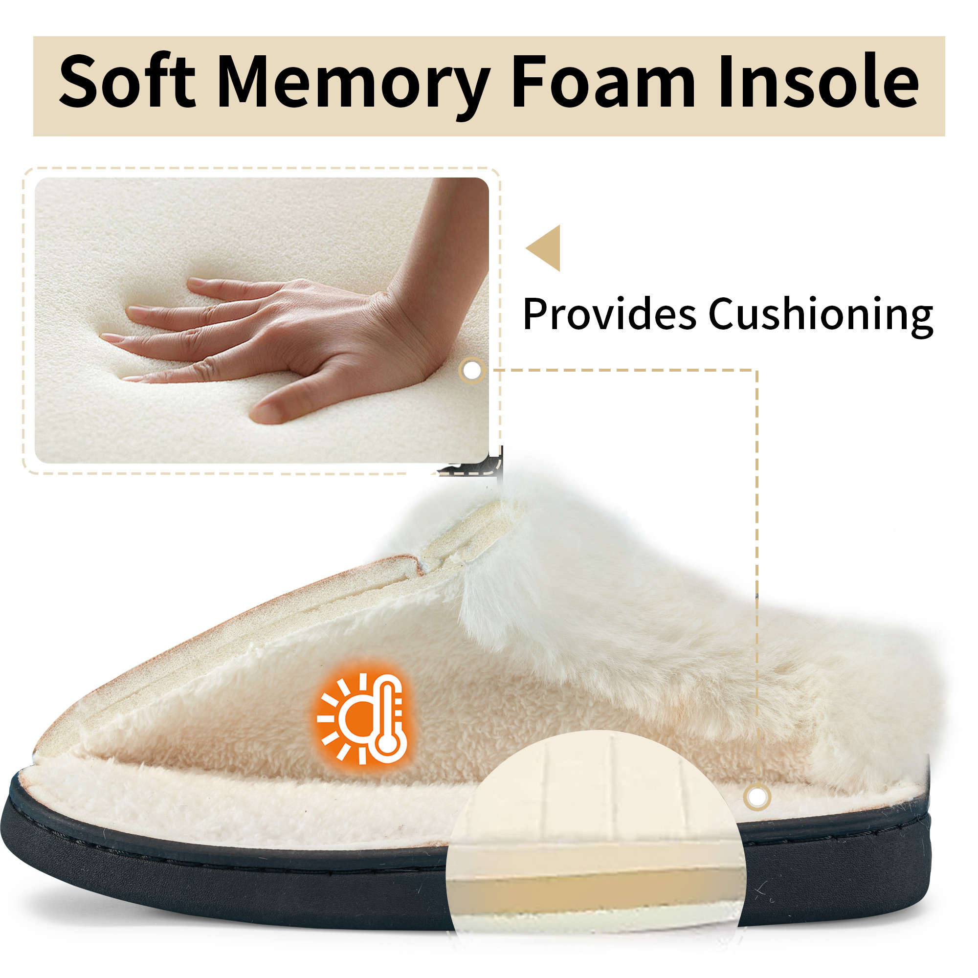 Ecetana Women's Memory Foam Fluffy Soft Slip-On House Shoes photo 3