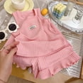 thumbnail image 2 of KPOPLK Toddler Girl Clothes 2 Piece Summer Teen Girls Sleeveless Top Dress and Leggings Shorts Set Kids Summer Outfits(18-24 Months,Pink), 2 of 8