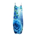 thumbnail image 4 of SMihono Robe Maxi Bohème d'Été pour Femmes Grande Taille Aguichant Mode Sans Manches Imprimée Col en V avec Poches Robe Longue de Plage, 4 of 5