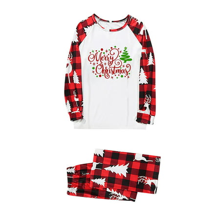 

Christmas Pajamas for Family Parent-Child Outfit Winter Fall Matching PJ s Letter Print Top Plaid Pants Jammies Sleepwear Pajama Sets