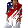 thumbnail image 2 of Qulqfy Womens Shirts Long Sleeve Red Linen Patriotic Button Down Shirts Work with Collar Summer Tops for Women L, 2 of 4