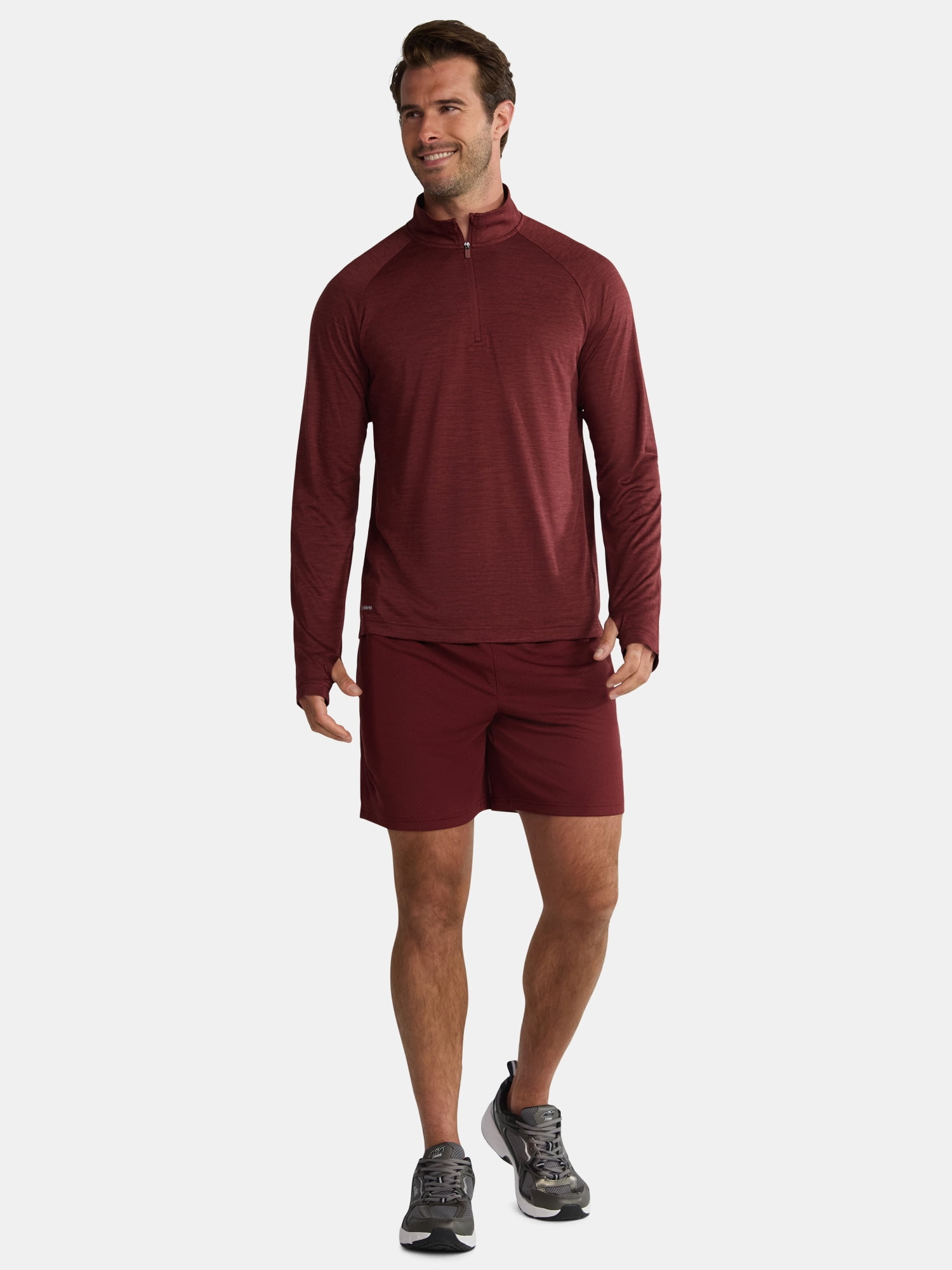 Athletic Works Men's & Big Men's Space Dye Jersey Quarter Zip Long Sleeve Shirt, Sizes S-3XL