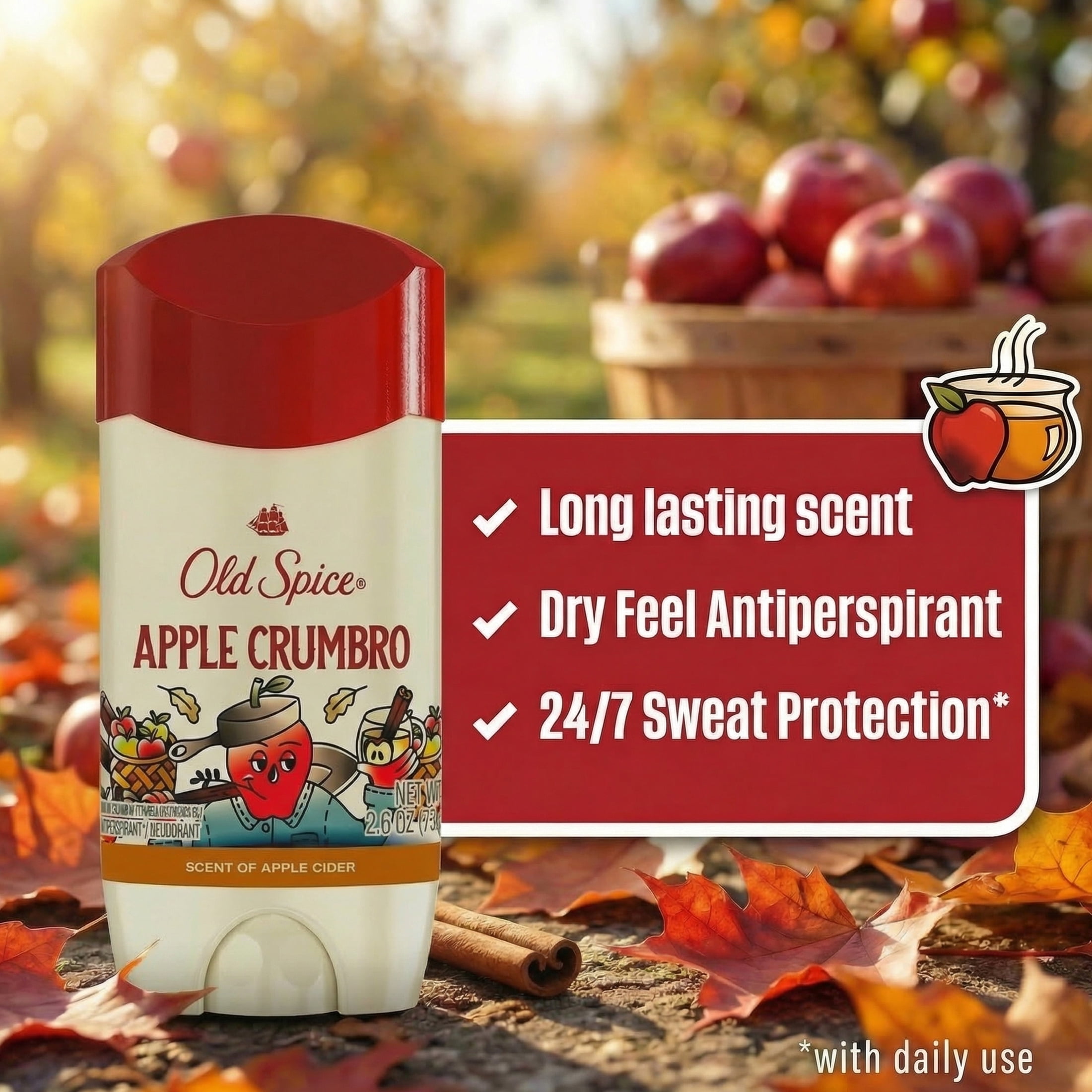 Old Spice Men's Antiperspirant, Apple Crumbro, 2.6oz