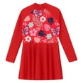 thumbnail image 3 of YONGHS Kids Girls Swimwear Cover Ups UPF 50+ Long Sleeve Rash Guard Swim Dress Beach Bathing Suit Red 6, 3 of 5