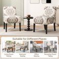 thumbnail image 4 of Gymax 4PCS Armless Accent Chair w/ Rubber Wood Legs Modern Vanity Chair for Bedroom Beige Floral, 4 of 9