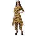 thumbnail image 3 of Moomaya Printed Asymmetric Kurti Pant Set Chanderi Women Ethnic Wear Plus Size, 3 of 6