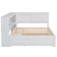 thumbnail image 3 of YDSM Full Size Wood Daybed with Storage Shelves, USB, LED, and Trundle, White, 3 of 8