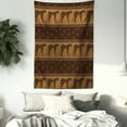 thumbnail image 3 of Safari Tapestry, Continuing Pattern of Leopard Silhouettes with Geometric Shapes Ethnic Art, Wall Hanging for Bedroom Living Room Dorm Decor, 40W X 60L Inches, Dark Brown Caramel, by Ambesonne, 3 of 5