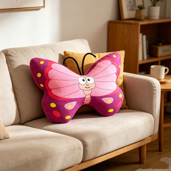 Orangide Cute Butterfly Stuffed Decorative Cushion Soft Lumbar Back Support for Couch Sofa Bed Nursery Room Kids Pillow Gift