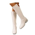 thumbnail image 2 of Women Knee High Stretched Leather Boots Round Toe Side Zipper Mid Calf Boots, 2 of 8