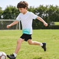 thumbnail image 2 of Bysome Boys Outfit Set Colorblock Short Sleeve V-Neck Shirts With Solid Color Shorts Athletic Outfit Quick Dry Boys Set Size 5-6 Years White, 2 of 3