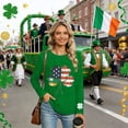 thumbnail image 5 of St. Patrick's Day T-Shirt for Women American Flag Shamrock Graphic Crewneck Long Sleeve Relaxed Fit Holiday Festive Tee Irish Clover Graphic Top, 5 of 6
