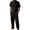 Black_001, variant on Linen 2 Piece Sets Men Casual Short Sleeve Lapel Button-Up T Shirts Loose Fit Pants 2026 New Fashion Vacation Beach Boho Clothes Navy M