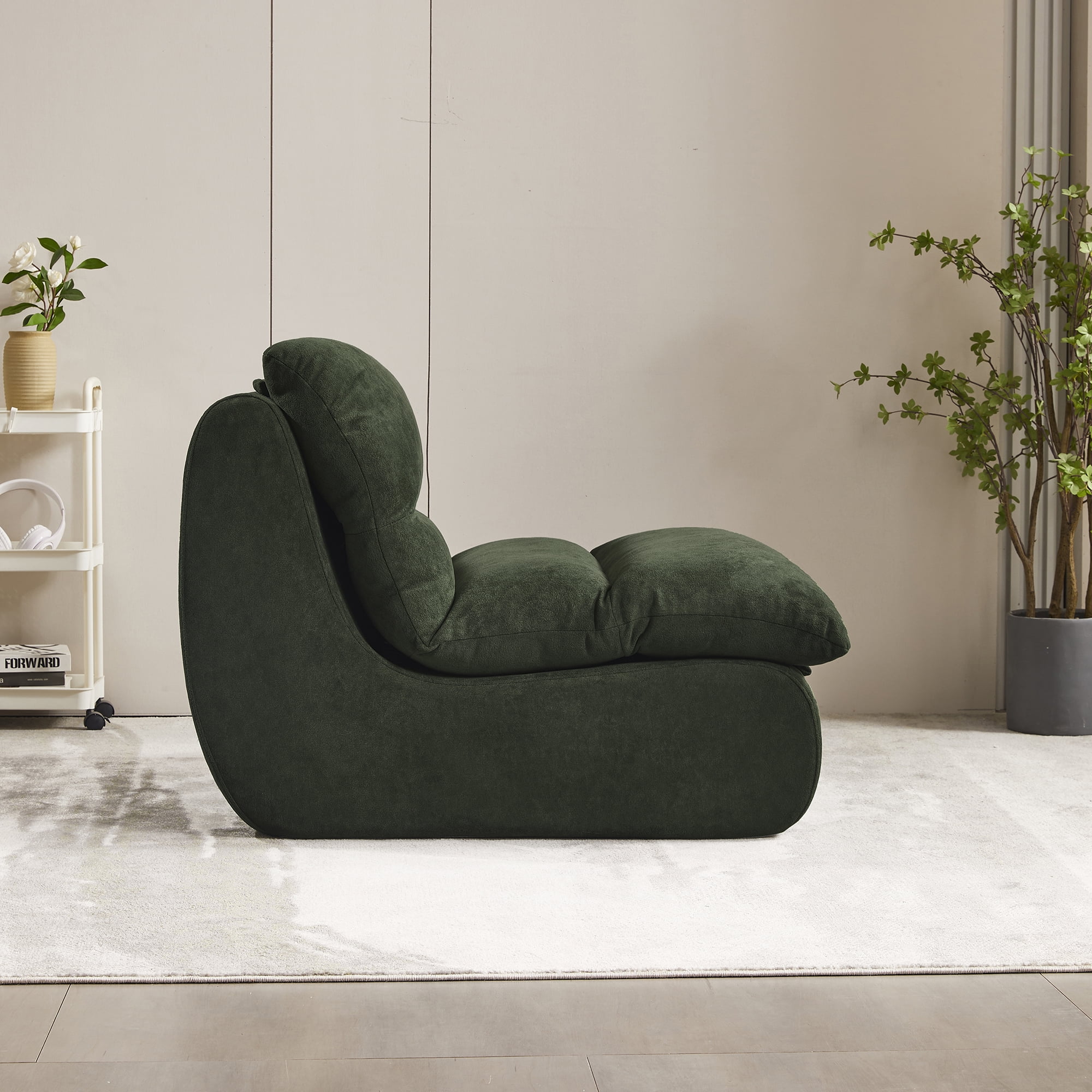 ConToose Green Cloud - like Lazy Sofa, Cozy Reading Retreat Lounge Chair, Ultra Soft Velvet Fabric Bean Bag Chair for Adults, Ideal Reading Spot with Ottoman for Living Room, Bedroom