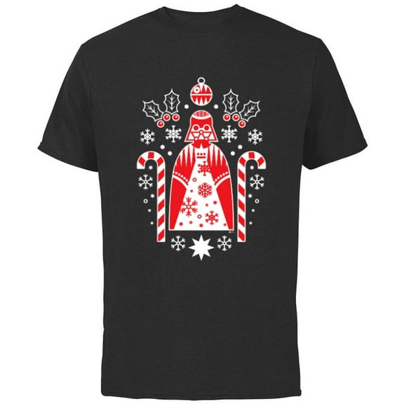 Star Wars Darth Vader Nordic Print Christmas Holiday - Short Sleeve Cotton T-Shirt for Adults - Customized-Black
