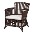 thumbnail image 1 of Pemberly Row Very Dark Brown Rattan Openwork Arm Chair with Cushion, 1 of 10
