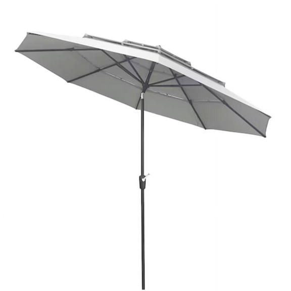 Garden Winds Custom Fit Replacement Canopy Top Cover Compatible with The Origin 21 UA38338ZTT3-LS 11' Market Umbrella - Upgraded Performance RipLock 350 Fabric - Slate Gray