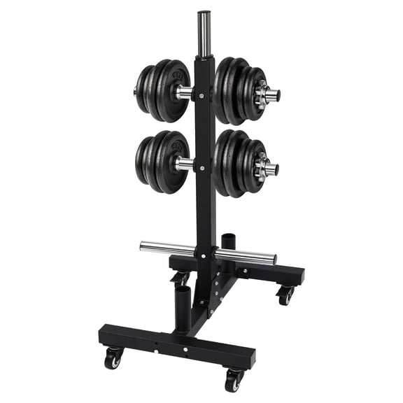 500kg/1102.3lbs Load Capacity Plate Rack Tree Dumbbell Rack Vertical Storage Tree 4* Universal Wheels