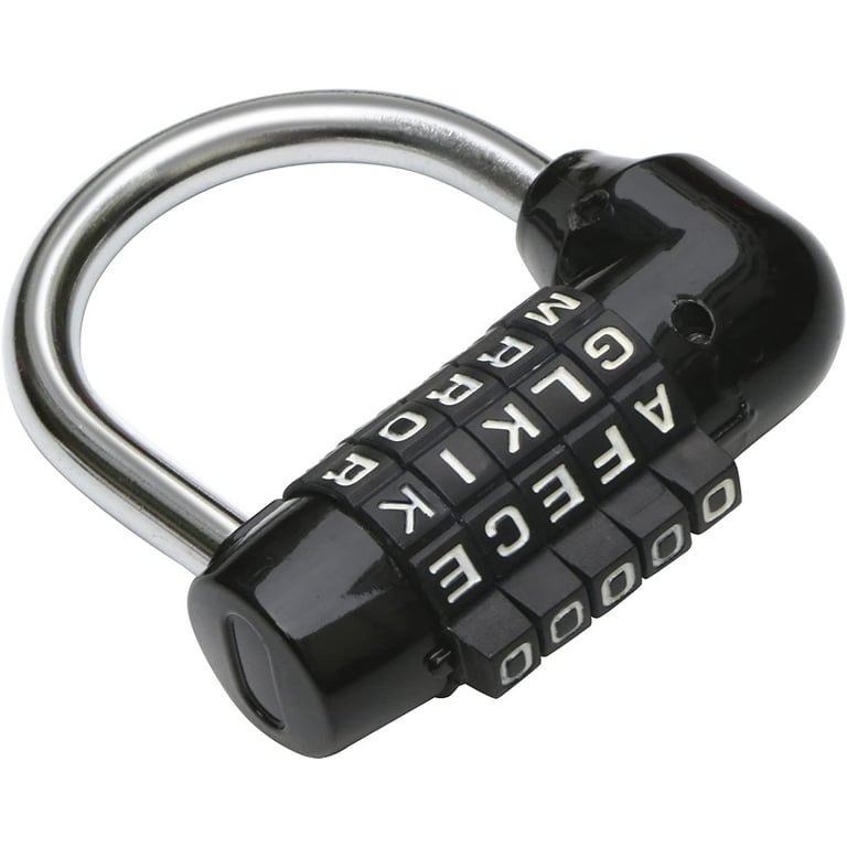 Heldig Luggage Lock, 4 Digit Combination Lock with Open Alarm, Cable Lock  for Gym Locker (2 Pieces, Black)B 