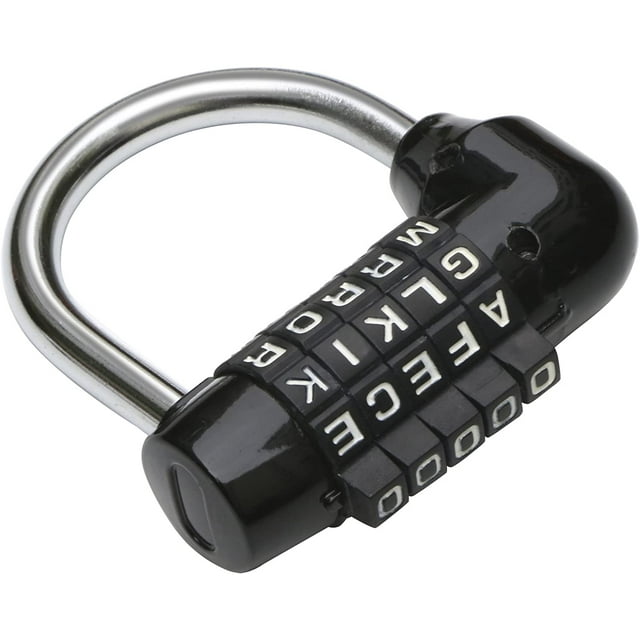 Cadenas à Combinaison 5 Cadran, Cadenas à Code 5 Lettres Noir Grand Cadenas de Gym