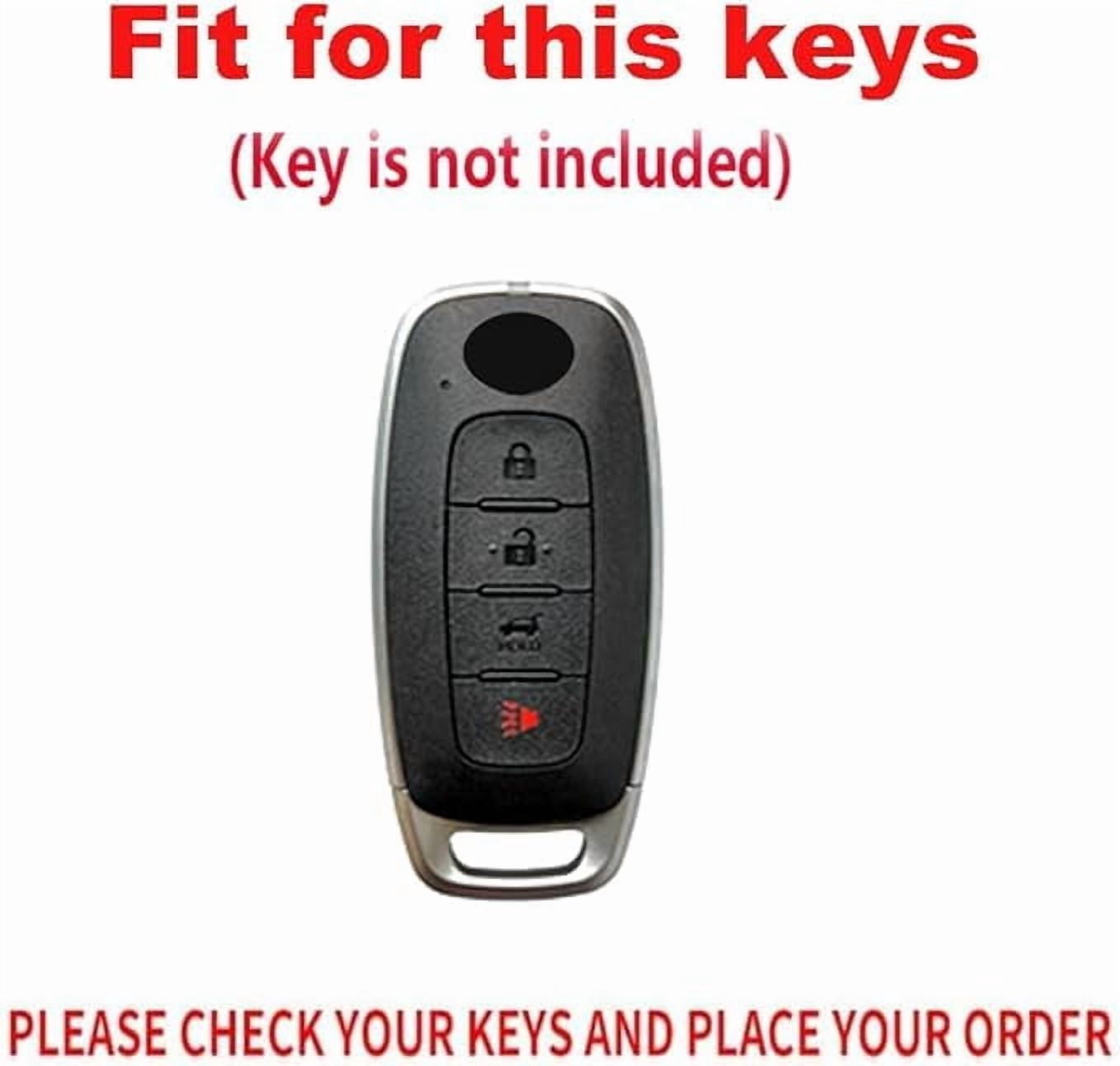 Metal Key Fob Cover with Keychain 4 Buttons Leather Key Case Holder Fit for Nissan X-trail Car Key Accessories