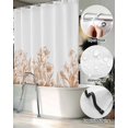 thumbnail image 5 of Split Shower Curtain for Transfer Bench, Wildflower Leaf Fabric Shower Curtains for Bathroom, Brown Floral Botanical White Watercolor Tub Sliding Transfer Bench Waterproof Bath Curtains 72"x78", 5 of 9