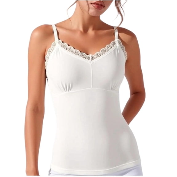 BUIGTTKLOP Womens Tank Tops with Built in Bra Summer Adjustable Spaghetti Straps Camisole Slim Fitted Cami Tanks