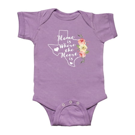 

Inktastic Texas Home is Where The Heart is with Watercolor Floral Gift Baby Girl Bodysuit