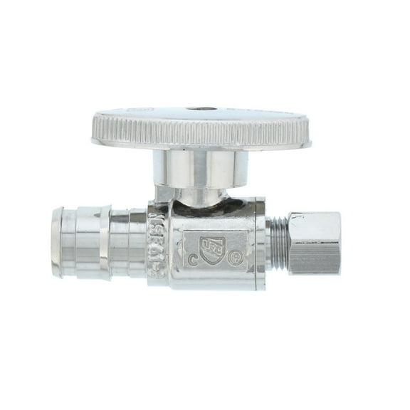 Jones Stephens S10407 1/2 Wirsbo Style X 1/4 Od Qtr Turn Chr Straight Sply Stop - Chrome