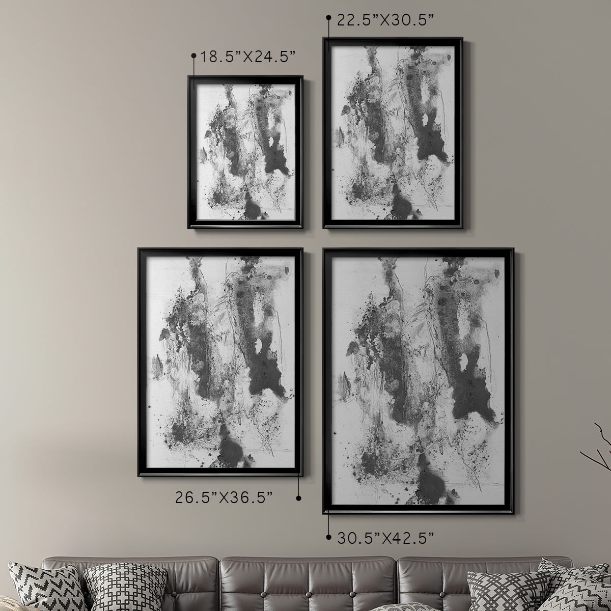 Graphite Abstract III Premium Framed Print, in Gold, Black, or Silver - Ready to Hang