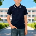 thumbnail image 2 of HAOTAGS Boys Girls Polo Shirts,Short Sleeve School Uniform Button Down Collar Pullover Casual Tees Navy 14-15 T, 2 of 4